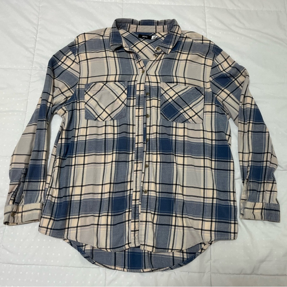 BDG Plaid Flannel - Blue/Cream